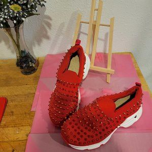New Designer Red "spikey" tennis shoes size 10
